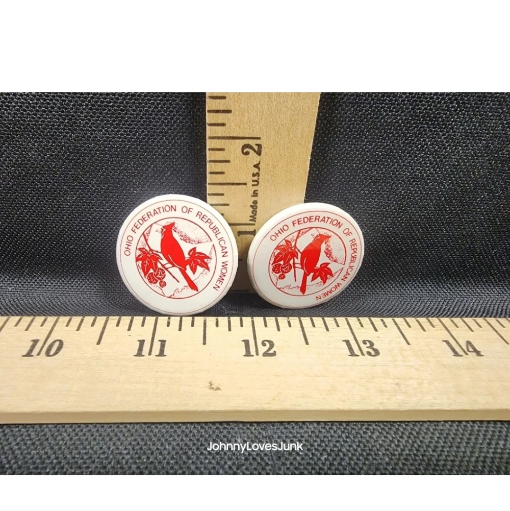 Vintage Lot Of 2 Ohio Federation Of Republican Women Pinback Buttons Used